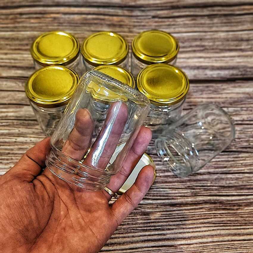 Lọ Thủy tinh 200ML (combo 8 cái) nắp thiếc vàng - Hũ Thủy Tinh 200ML - Hũ Chưng Yến - Hũ Làm Sữa Chua ,đựng dầu dừa, thực phẩm, mỹ phẩm - Hũ Gia Vị