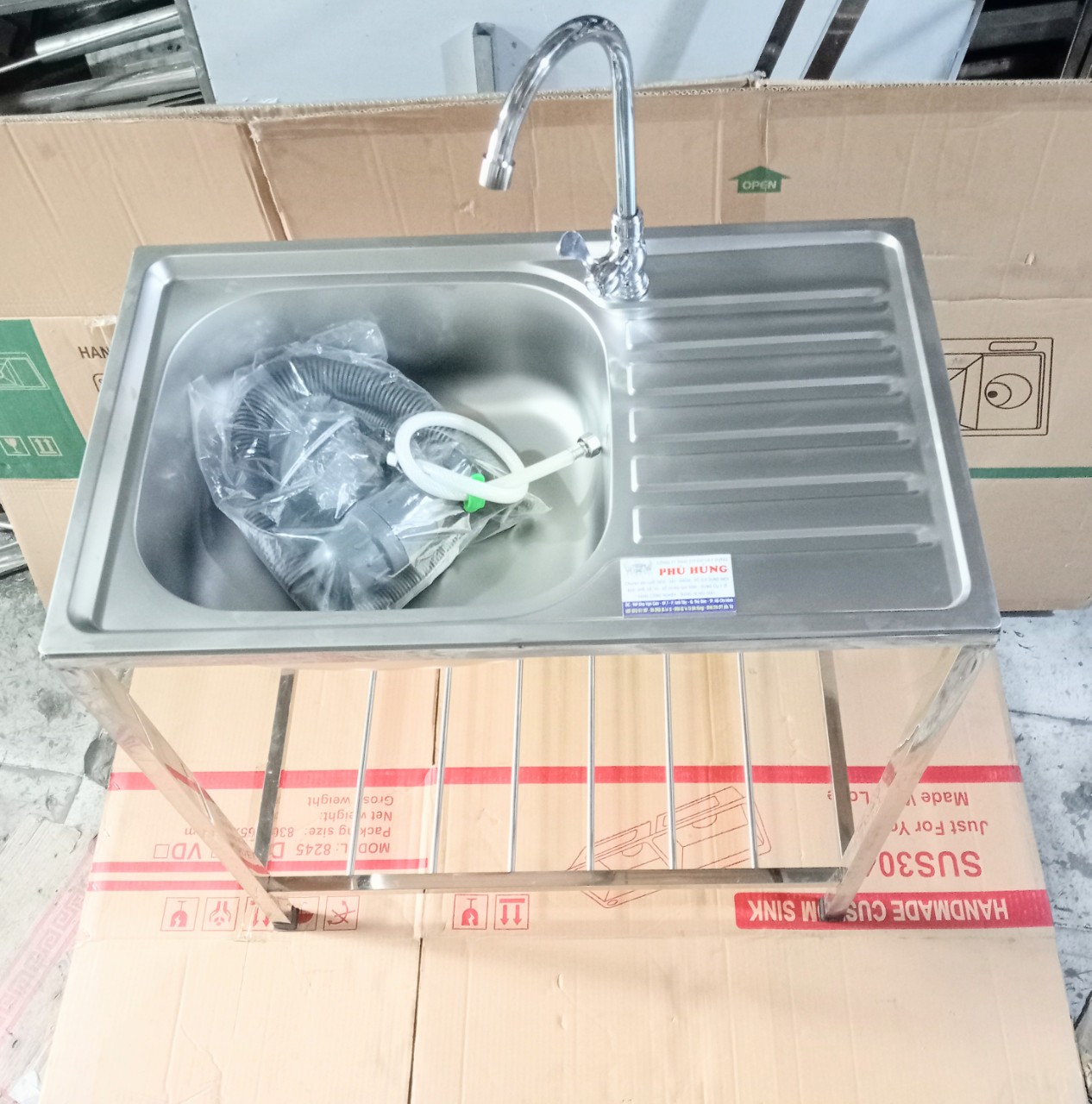 CHẬU RỬA CHÉN CÓ KHUNG ĐẾ INOX CAO CÂP ( KHUNG THÁO RỜI )