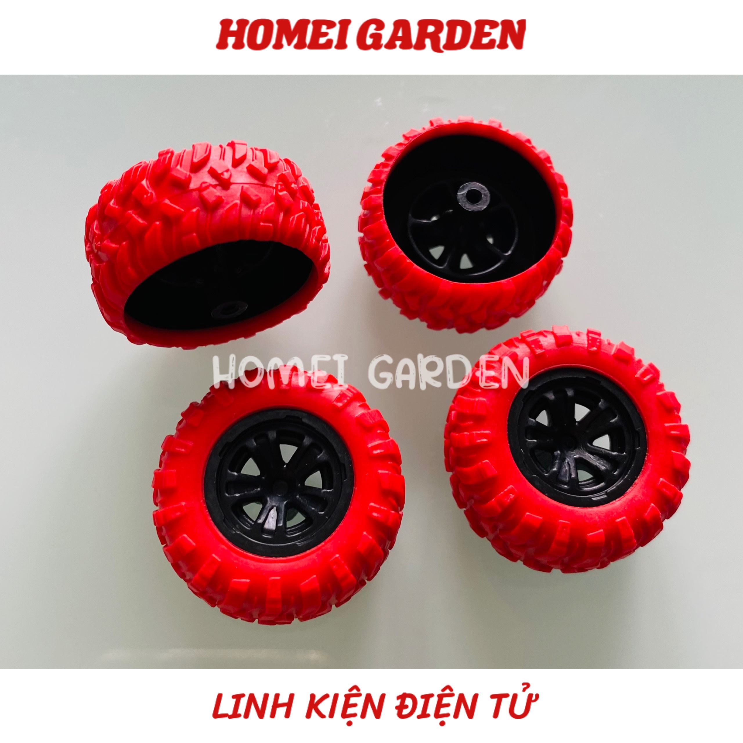 Bộ 4 bánh xe mini vỏ cao su 33mm kèm 2 trục 100mm rất đẹp để chế xe diy steam stem - hm0131