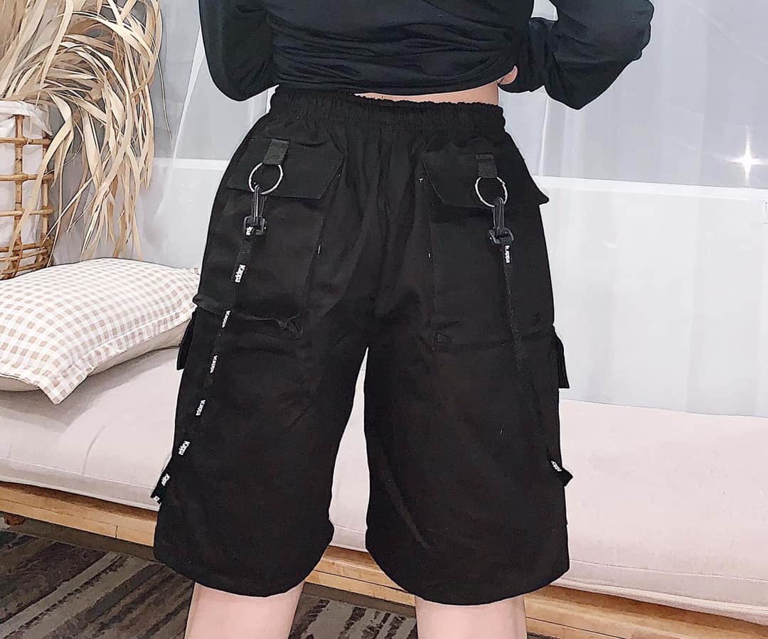 [HCM]Quần short Nữ Kaki Túi Hộp Lửng Có Dây Luồng khóa Cá Tính đẹp phong cách