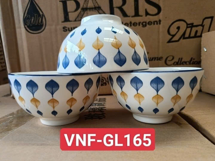combo 10 chén sứ, 5 chén cơm sứ hoa văn mèo GL114, chén cơm sứ trắng 11cm