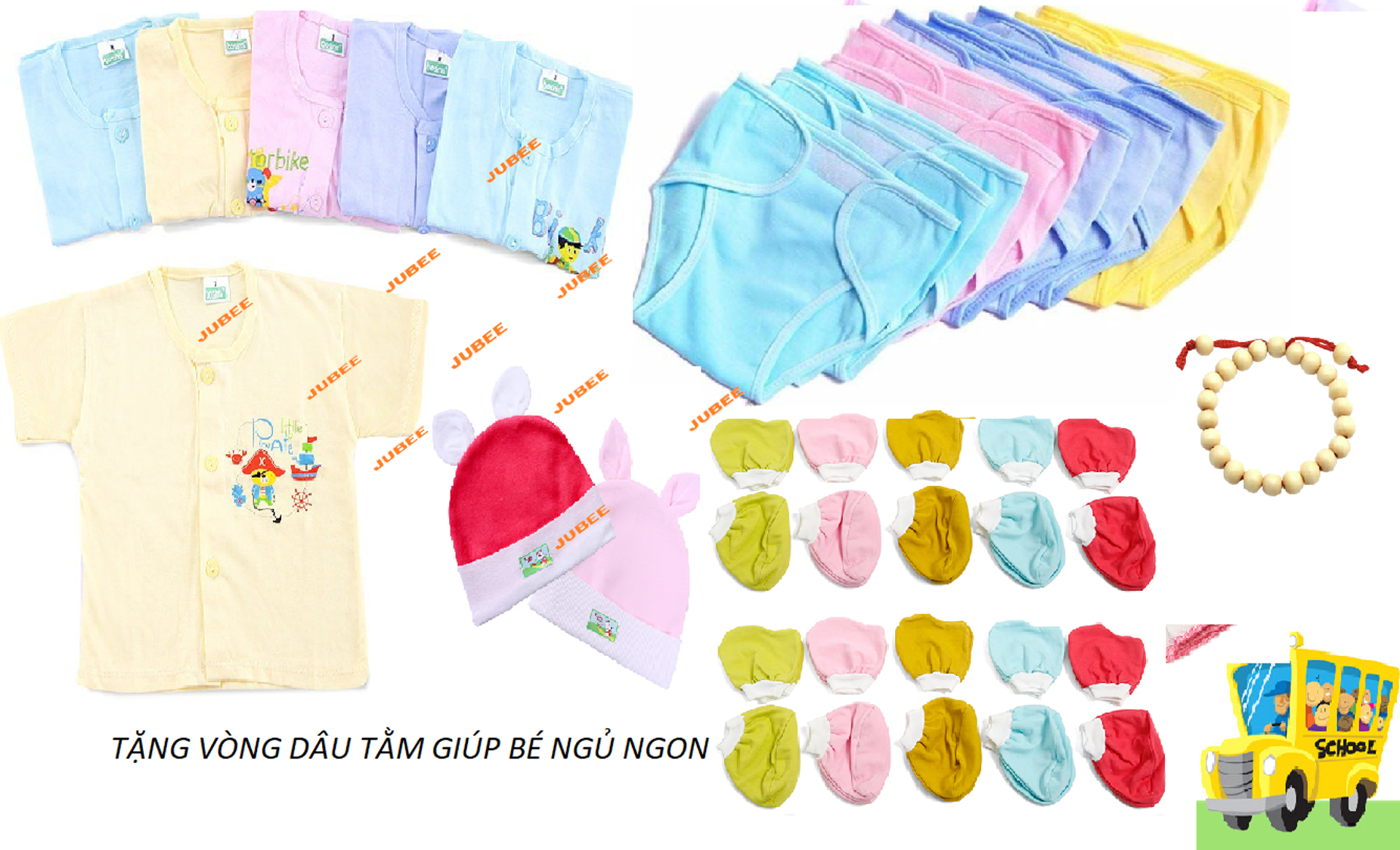 [ TẶNG VÒNG DÂU TẰM] Combo 37 Món Áo Quần Sơ Sinh 100% cotton( 5 áo Màu Nút Giữa + 10 tã dán + 10 cặp bao tay + 10 cặp bao chân + 2 nón)