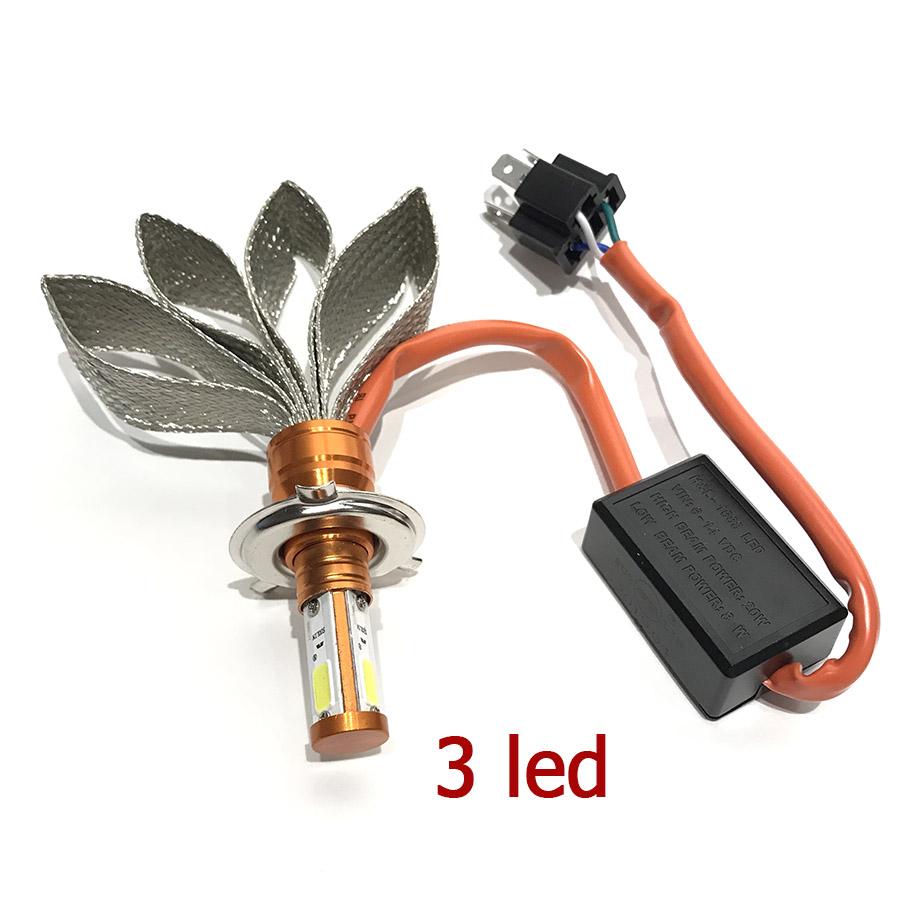 [HCM]Đèn Pha Led 3 Tim H4 Sáng Trắng Độ sáng tốt