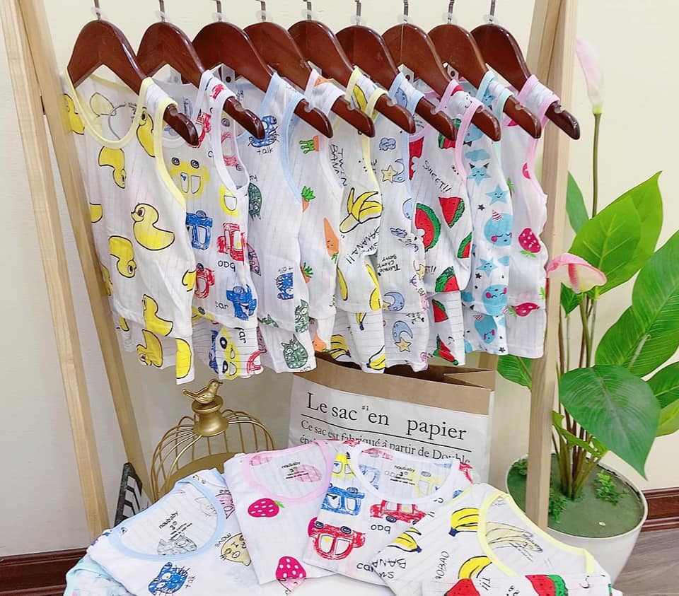 combo 5 bộ cotton giấy sát nách cho bé (size 4-12kg)