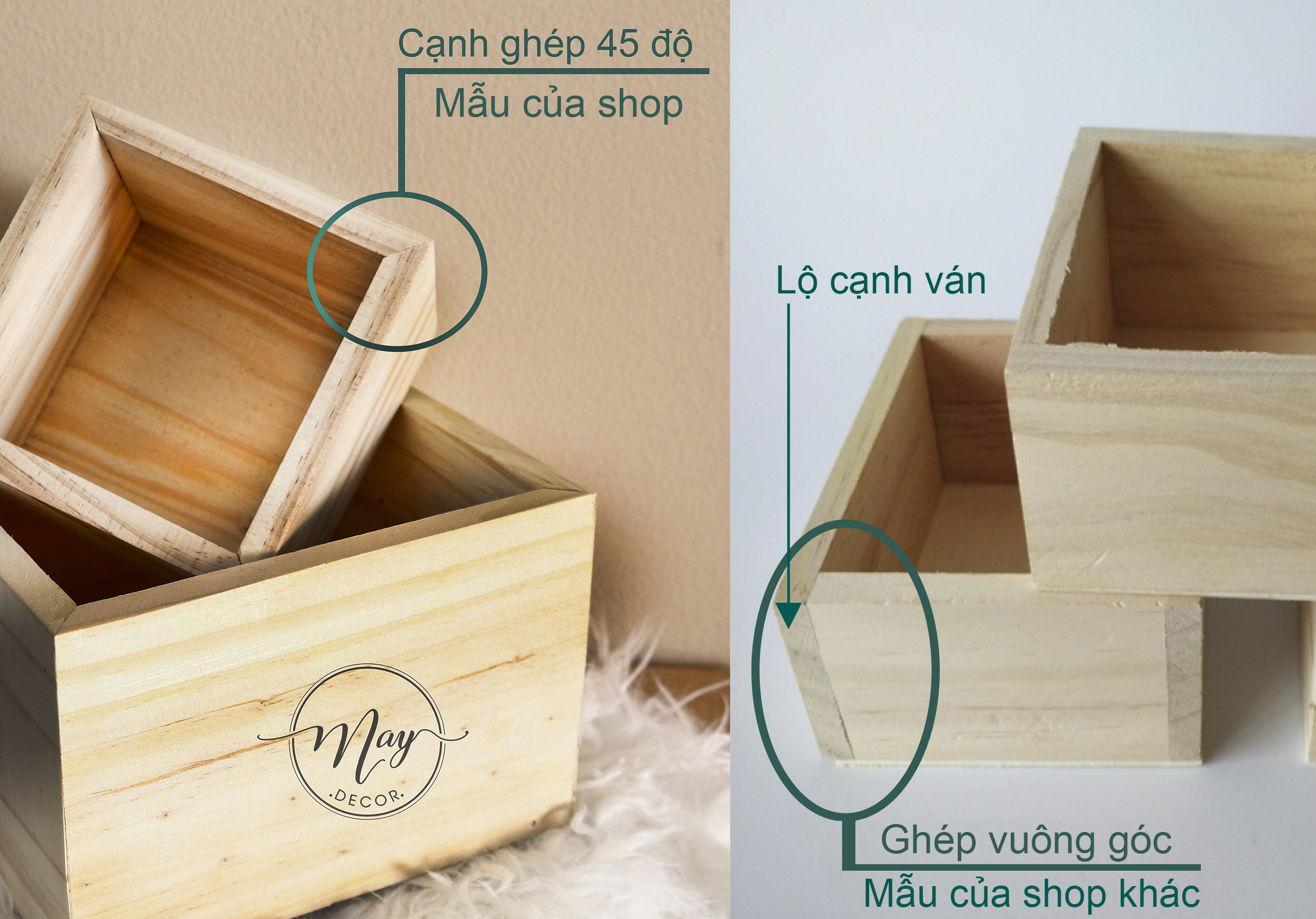Chậu gỗ trồng cây- Hộp gỗ trang trí