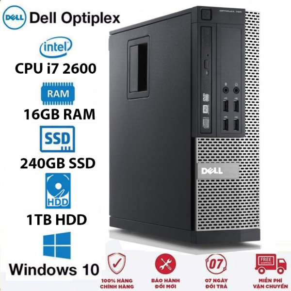 Máy tính đồng bộ Dell Optiplex 790 core i7 2600 Ram 16GB SSD 240GB HDD 1TB -Tặng USB thu wifi , Bàn di chuột, Bảo hành 12 tháng - Hàng Nhập Khẩu