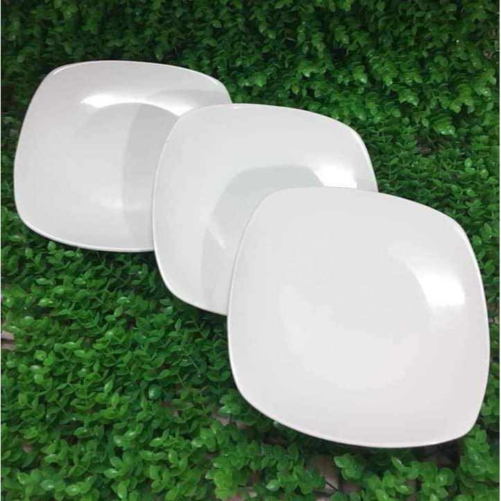 đĩa sứ màu trắng vuông 21cm