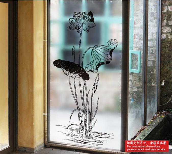 [HCM]Decal Dán Kính Cao Cấp - Cây Hoa Sen thân dài  ( 60x116 )-DK1061