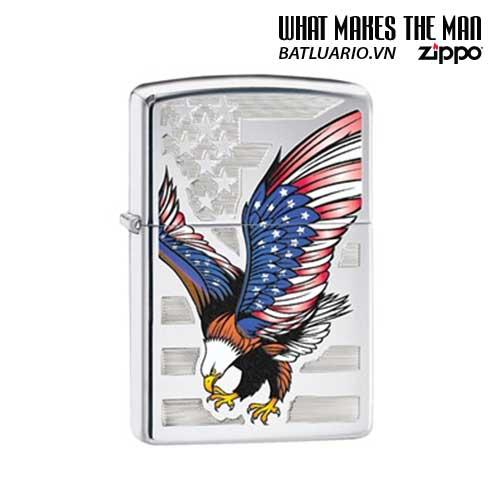 Bật lửa zippo 28449 - Bật lửa zippo Eagle Flag Polished Chrome