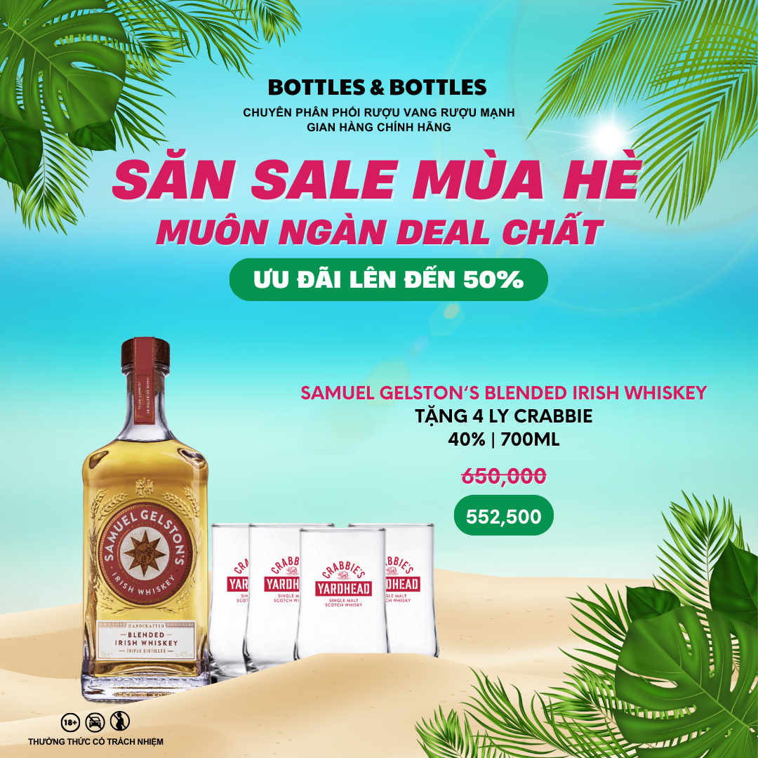 [CHÍNH HÃNG] Rượu Irish Whiskey Samuel Gelston's Blended - 700ML - 40%