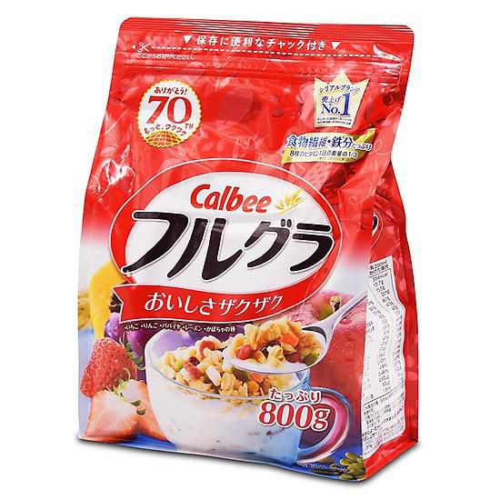 Ngũ cốc hỗn hợp hạt và hoa quả dinh dưỡng CALBEE Nhật Bản hỗ trợ giảm cân, lợi sữa 750g (mẫu mới)