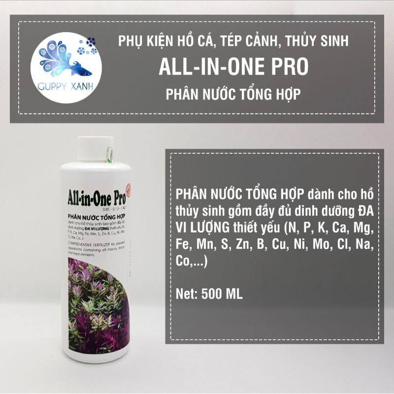 Phân nước hồ cá thủy sinh All in One Pro 230ml và 500ml