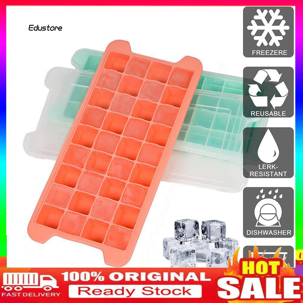 Dụng cụ làm đá viên mùa hè - Khay đá 36 ô bằng silicon dẻo đàn hồi siêu bền có nắp đậy vệ sinh, tiết kiệm không gian tủ lạnh của gia đình GIẢM GIÁ SẬP SÀN HÔM NAY