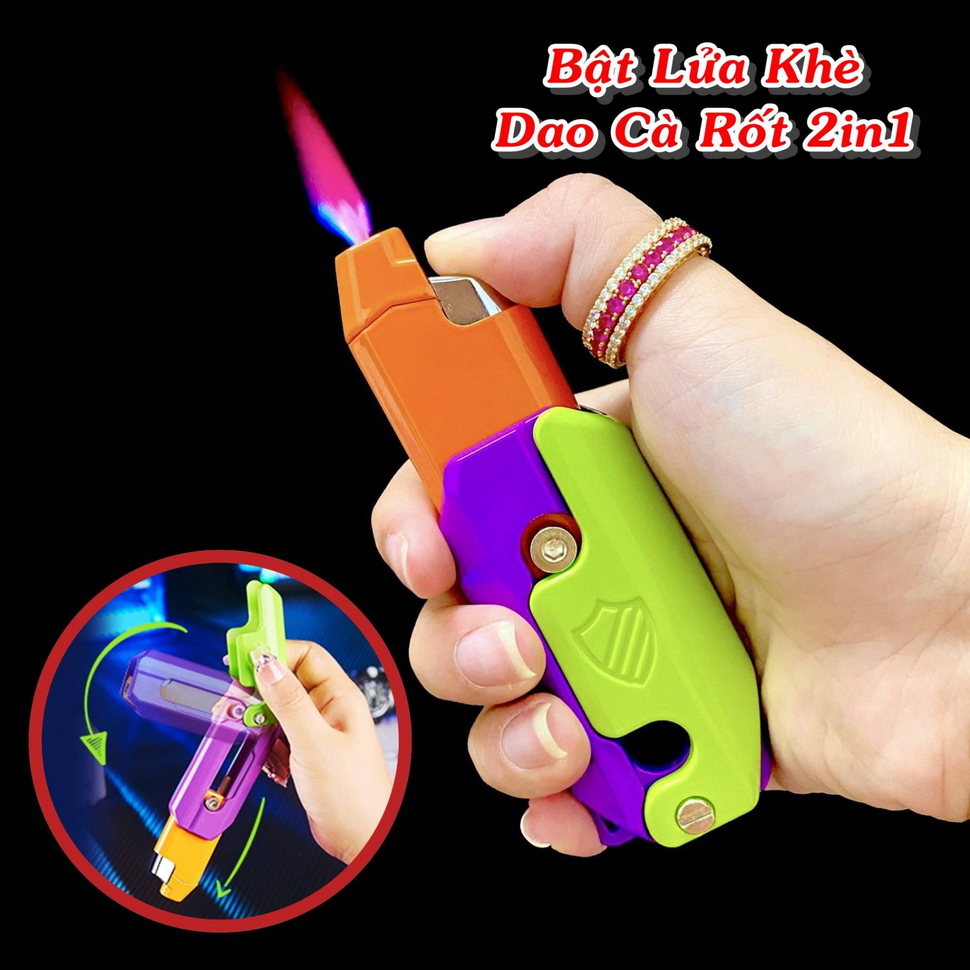 BẬT LỬA KHÈ CÀ RỐT 2in1 ( ĐỒ CHƠI VÔ TRI )