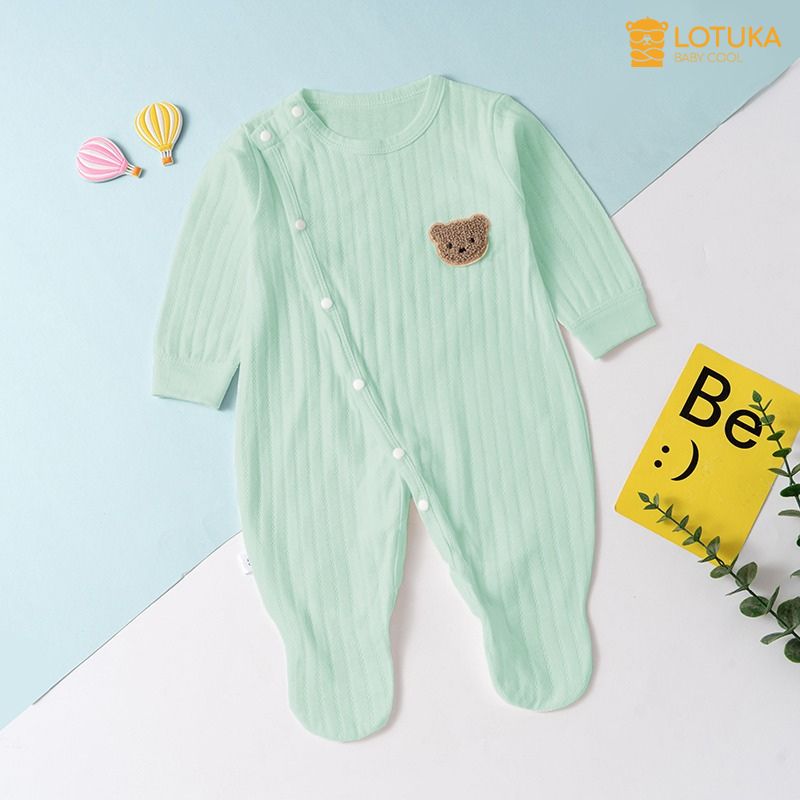 Body dài tay lotuka liền tất, áo liền quần chất cotton thông hơi cho bé sơ sinh, bodysuit size 3-12kg