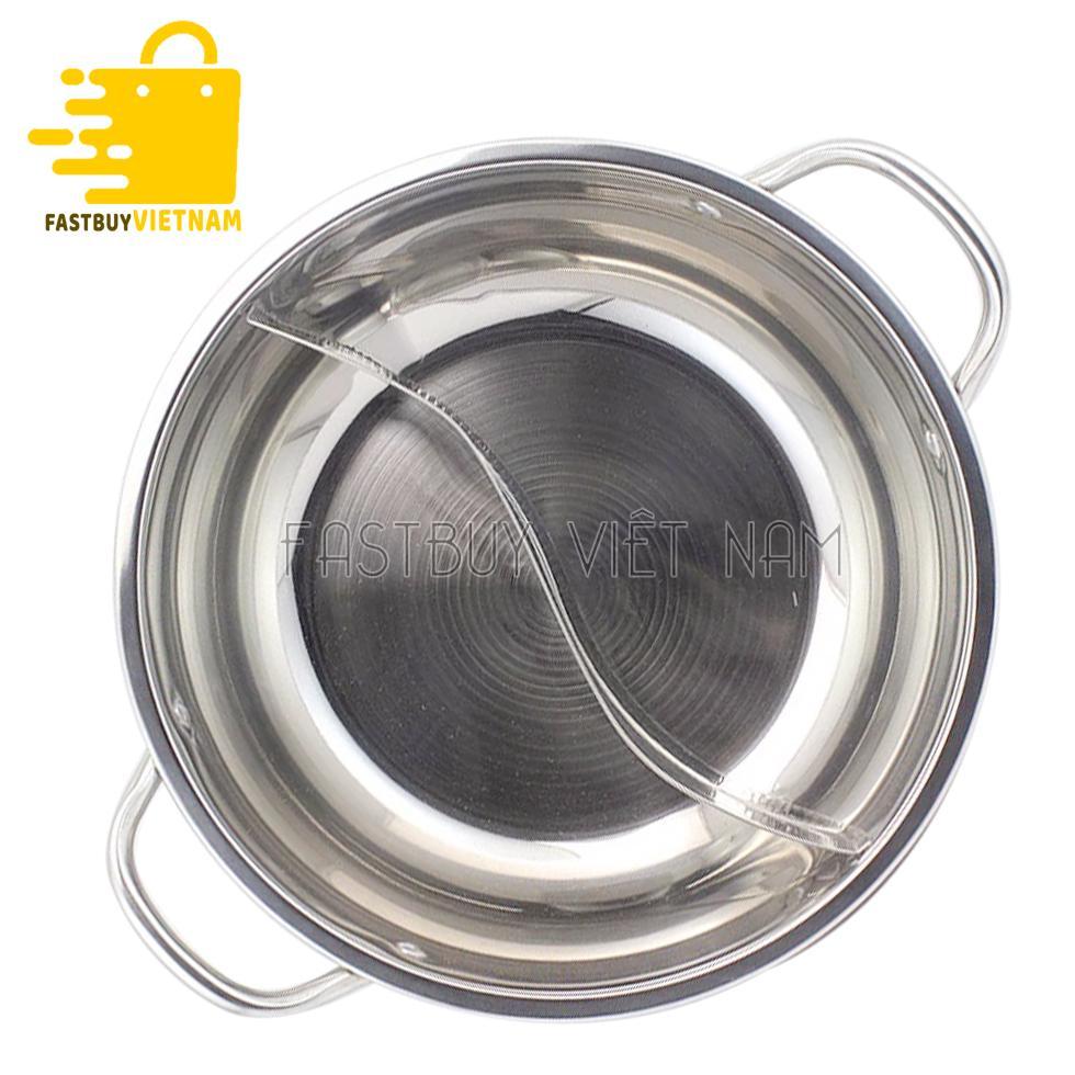 Nồi Lẩu INOX 2 Ngăn Đa Năng Size 30cm