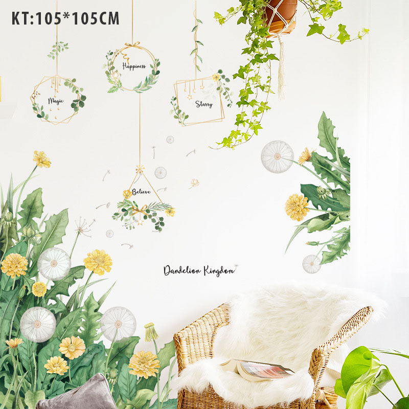 Decal dán tường, tranh dán tường hoa cỏ vàng