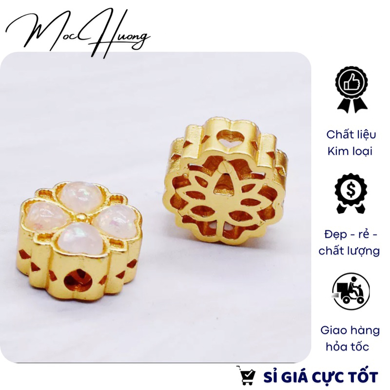 Charm cỏ 4 lá đính đá trắng - kl204