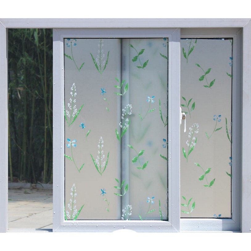 Decal giấy dán kính hoa lá cỏ khổ rộng 0.45m