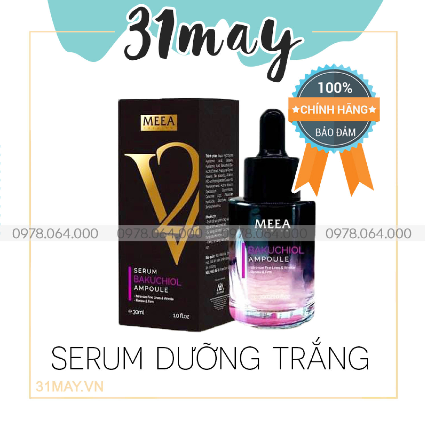 Serum Dưỡng Trắng Tinh Chất Bakuchiol Ampoule V2 Meea Origin Chính Hãng 30ml