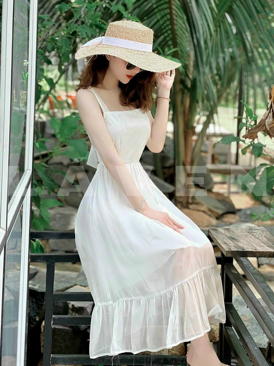 Đầm thời trang nữ mặc đi biển- đầm maxi 2 dây có mút chất chiffon có thắt nơ sau lưng