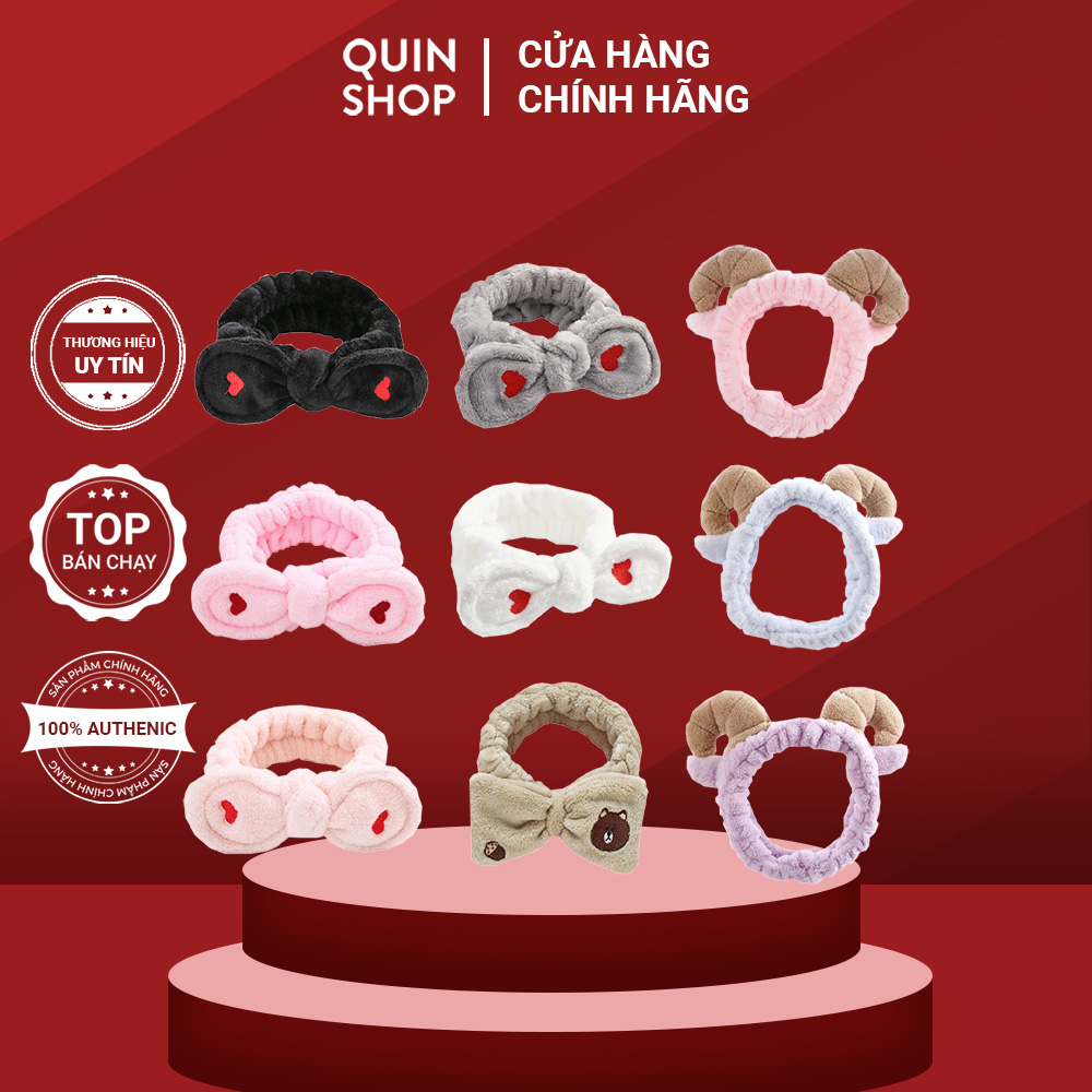 Băng Đô Cài Tóc Rửa Mặt Hình Thú, Nơ Đáng Yêu