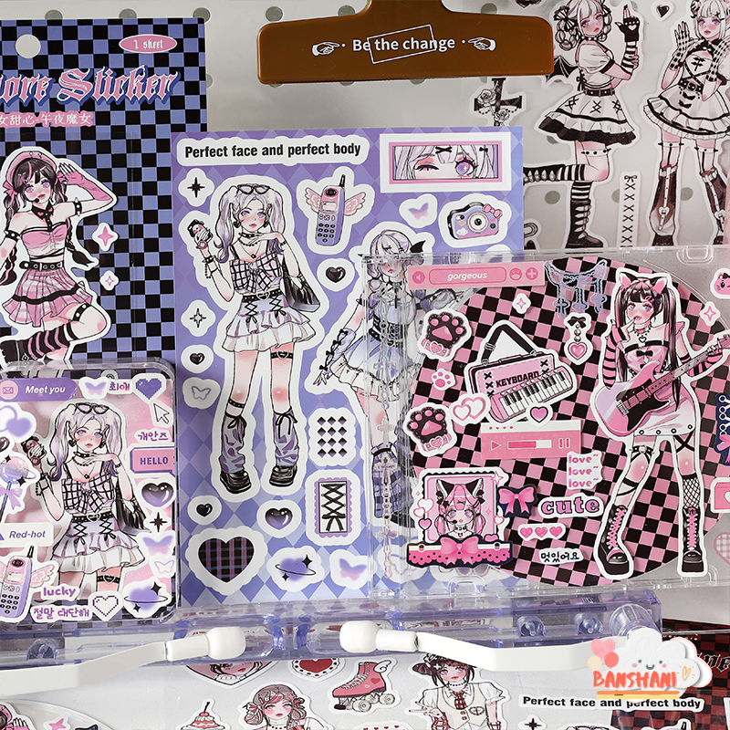Sticker Cute Con gái Hàn Quốc Cool Nhãn dán Trang trí sổ tay DIY Trang trí Dễ thương