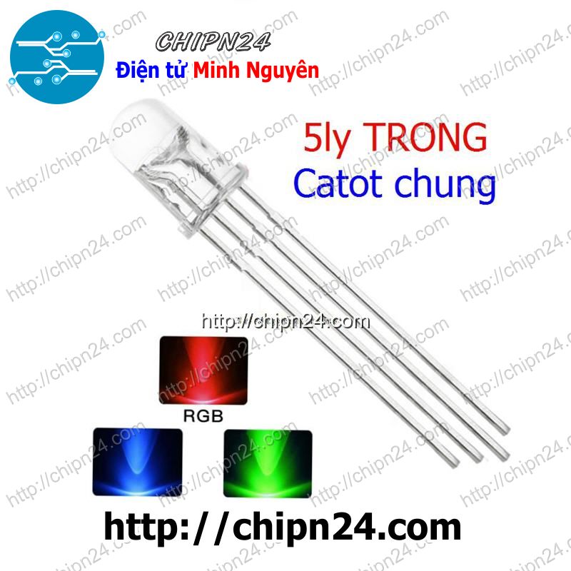 Led 5mm trong 7 màu rgb 4 chân k chung
