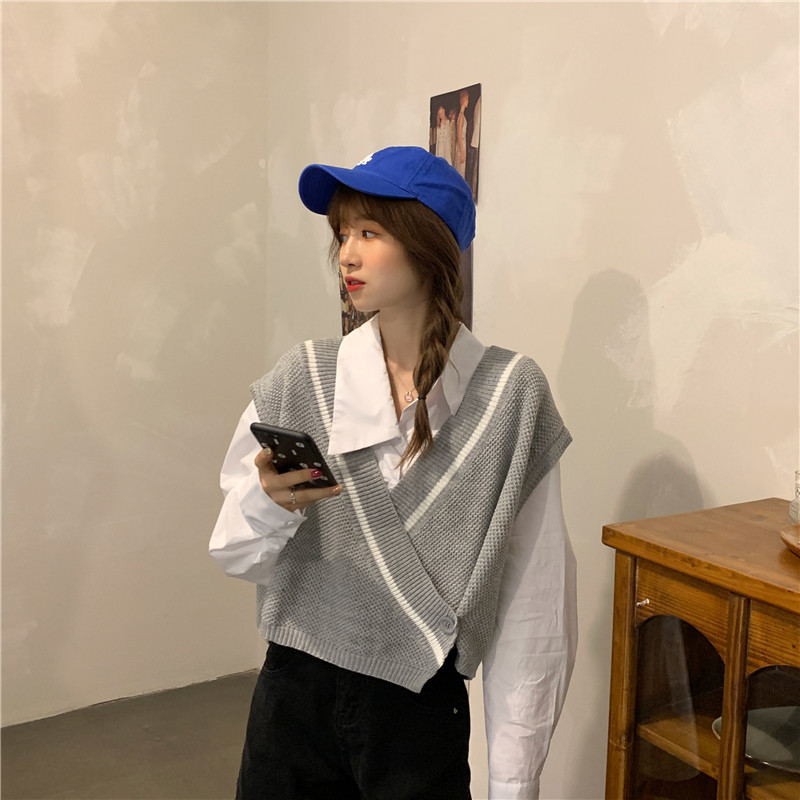 Áo gile len ulzzang dáng ngắn NB26