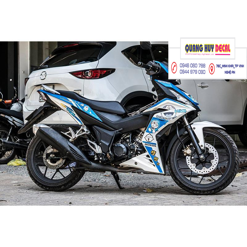 Tem trùm Winner xanh trắng doremon - Độ dán team trùm decal xe máy Winner xanh trắng doremon - Team trùm decal xe máy Winner rẻ đẹp và chất