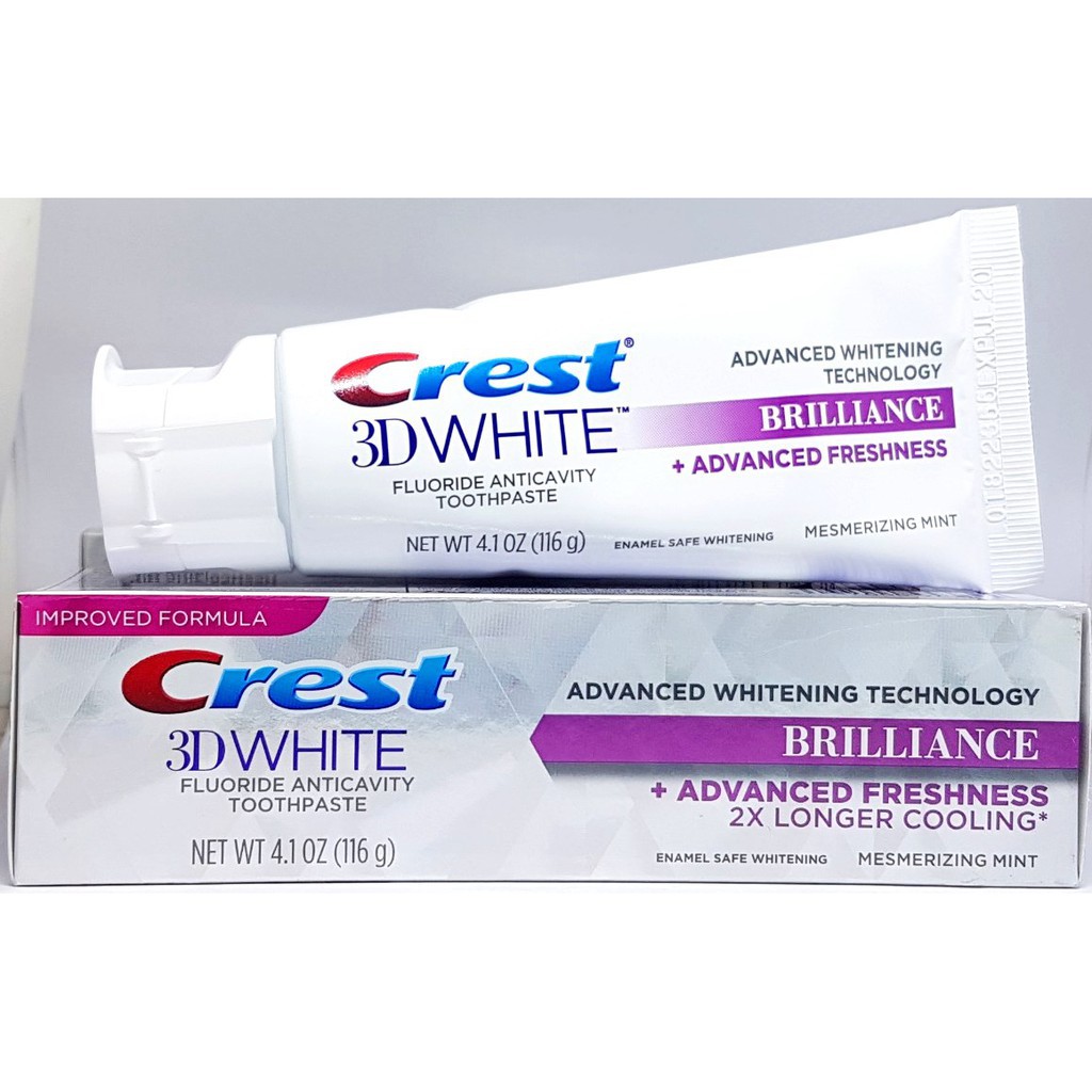 [DATE 2023] Kem Đánh Răng CREST 3D White Brilliance Advanced Freshness 2x Longer Cooling (116g)