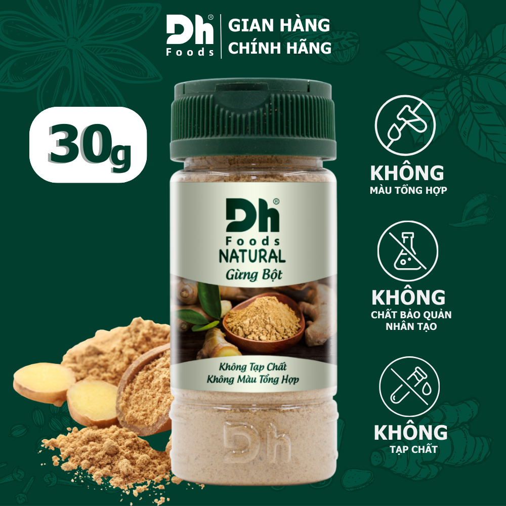 Natural Gừng bột Dh Foods hũ 30g - 100% bột gừng tươi nguyên chất, gia vị nấu ăn, làm đẹp và tăng sức đề kháng