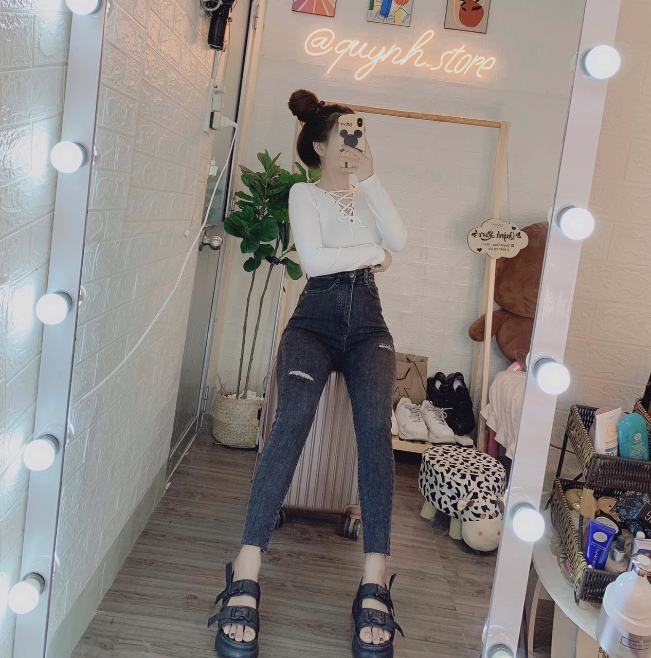 JEANS DÀI NỮ LƯNG CAO CO GIÃN