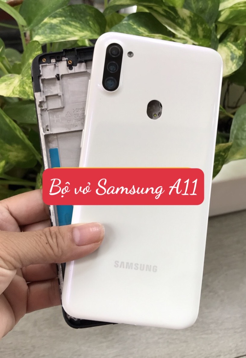 Bộ vỏ sườn Samsung A11 new (bộ gồm lưng,khung xương ,nút bấm,kính camera )