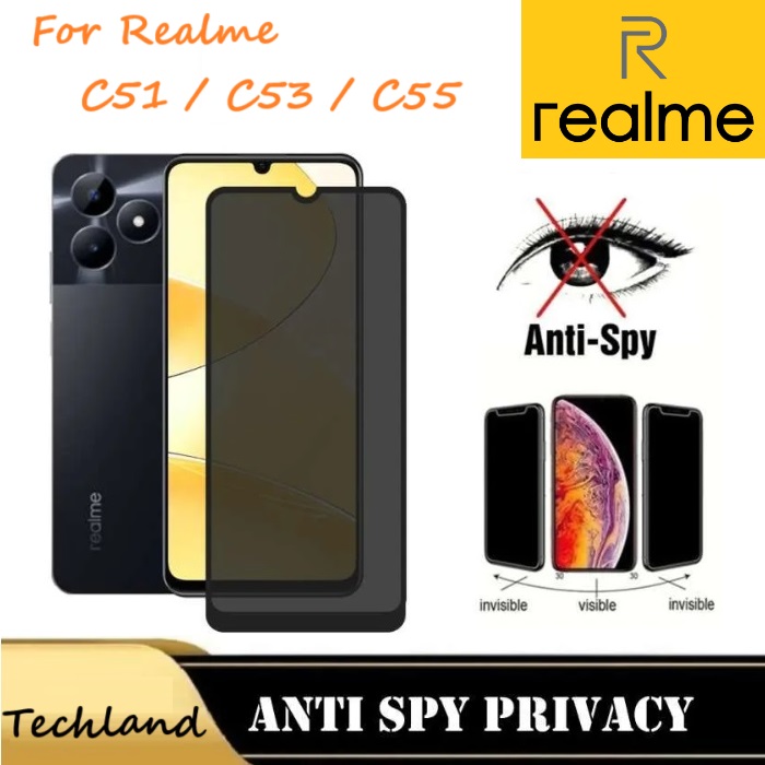 Cường lực chống nhìn trộm Realme C51 / C53 / C55 (Full màn Full keo)