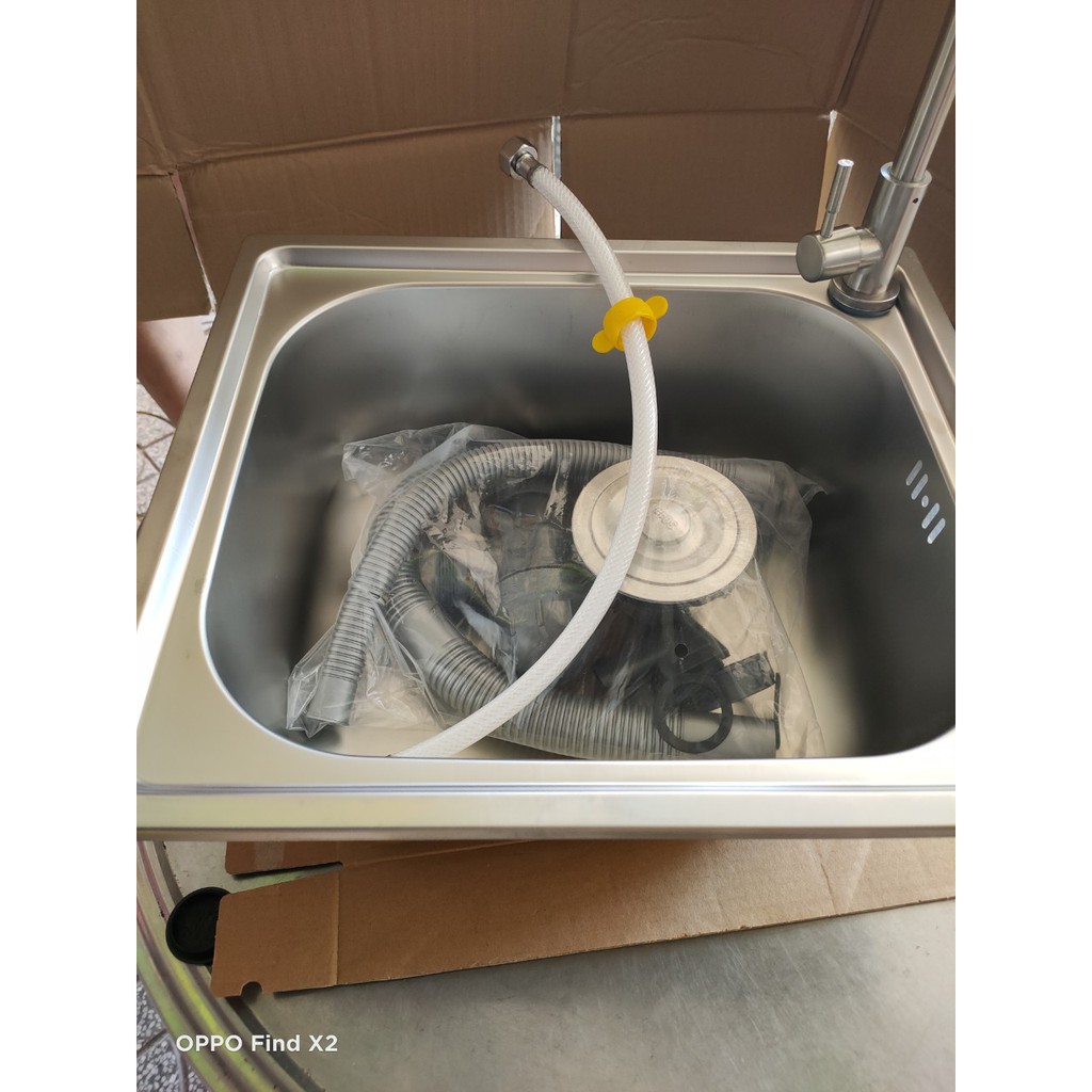 Chậu rửa chén bát 1 hộc inox 42x37 dày 1ly