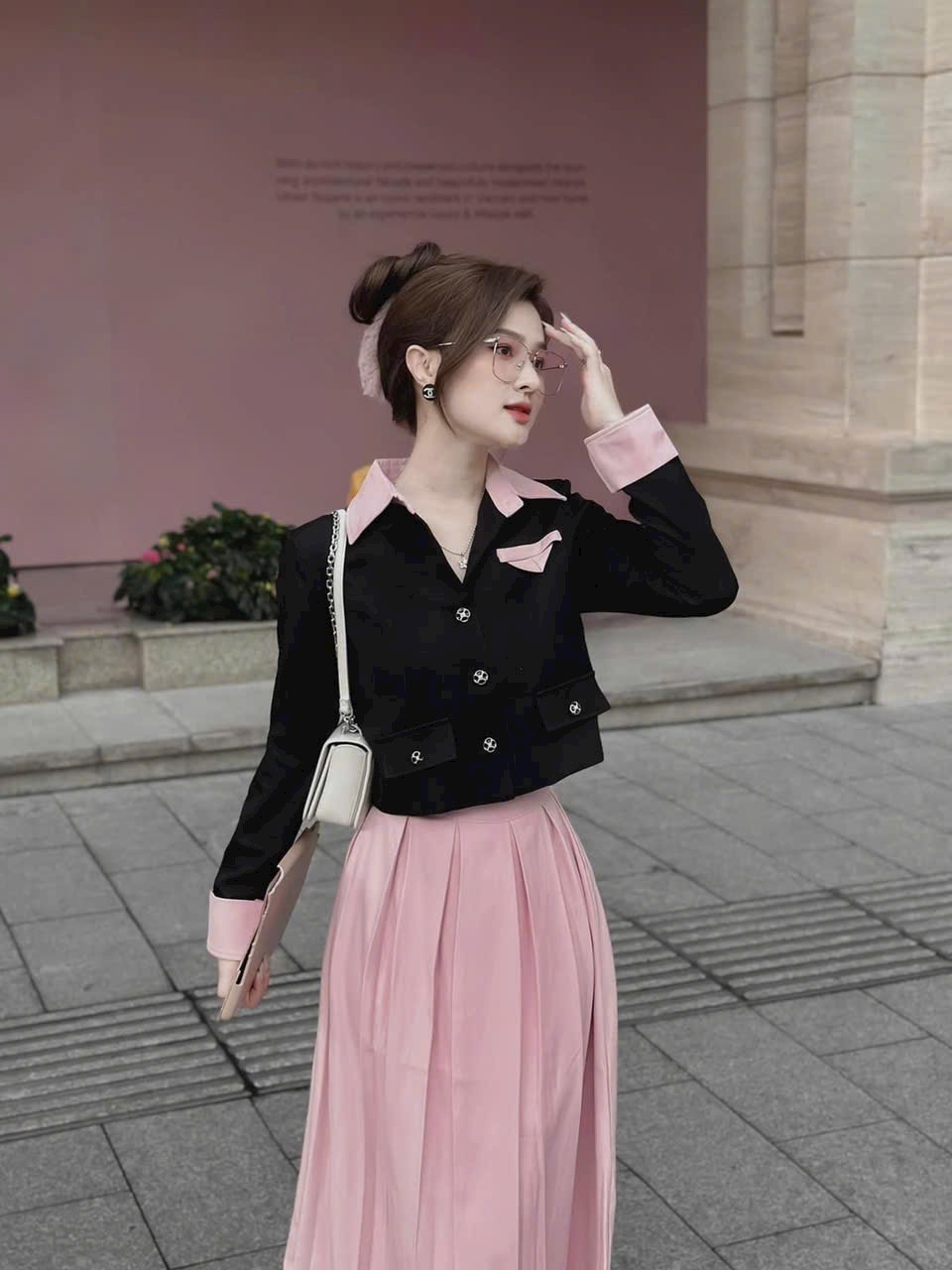 Set váy nữ thời trang đi tiệc chất cao cấp, áo kiểu nữ dài tay chất LENIN KIỂU HÀN mix chân váy xòe xếp ly chất lụa