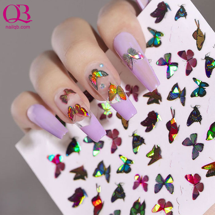[HCM]Sticker nail 3D bướm phát sáng đổi màu