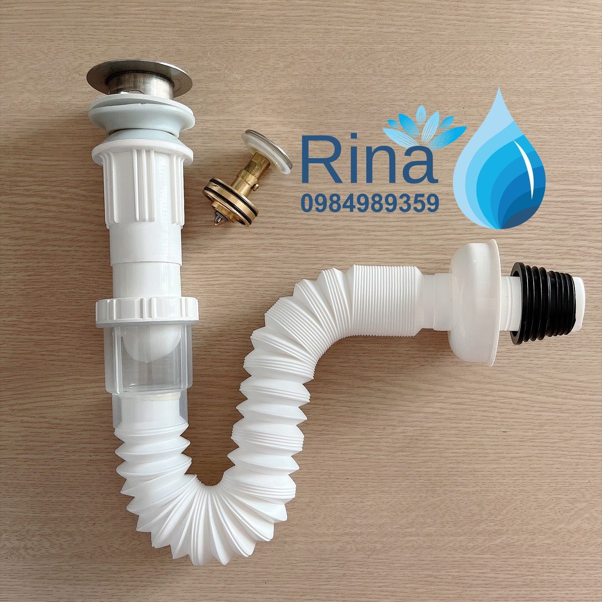 Bộ xả lavabo nhấn ruột gà nhựa ABS dùng cho chậu lavabo có xả tràn. Xả nhấn ruột gà trắng xịn