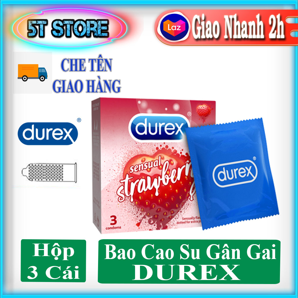 Bao Cao Su Gân Gai Durex Strawberry - Hương Vị Dâu Tây Ngọt Ngào