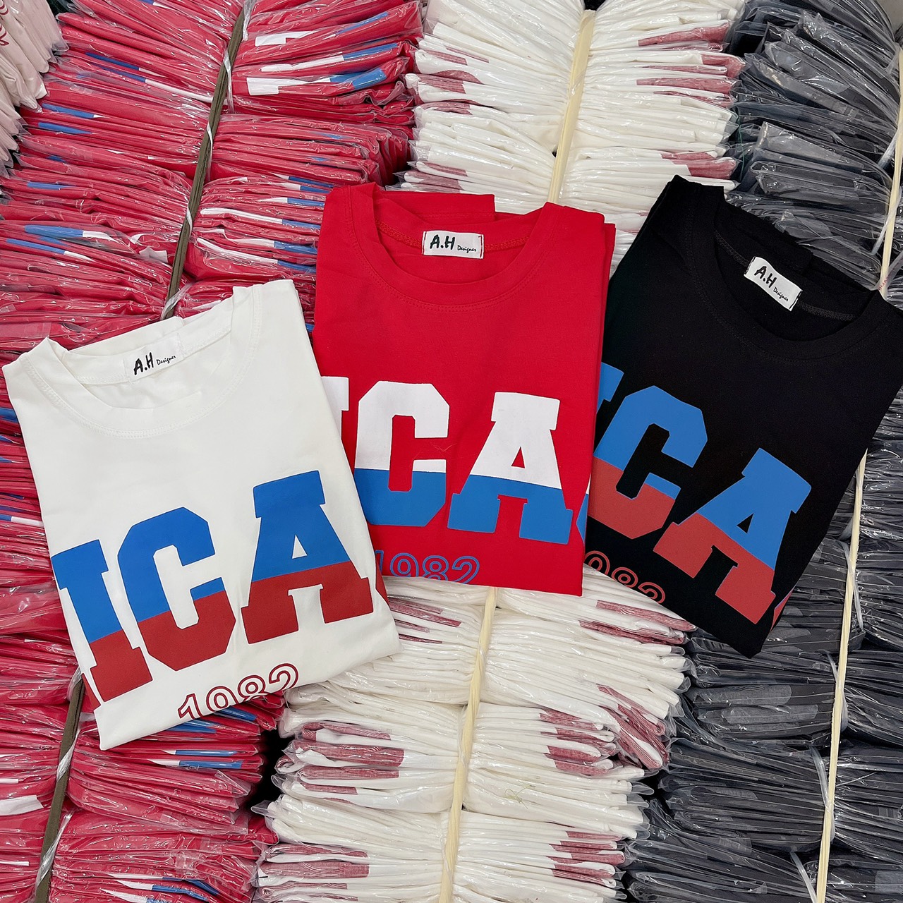 Áo thun cotton Thái nữ dáng vừa phối chữ ( Mã THÁI chữ CHICA.)