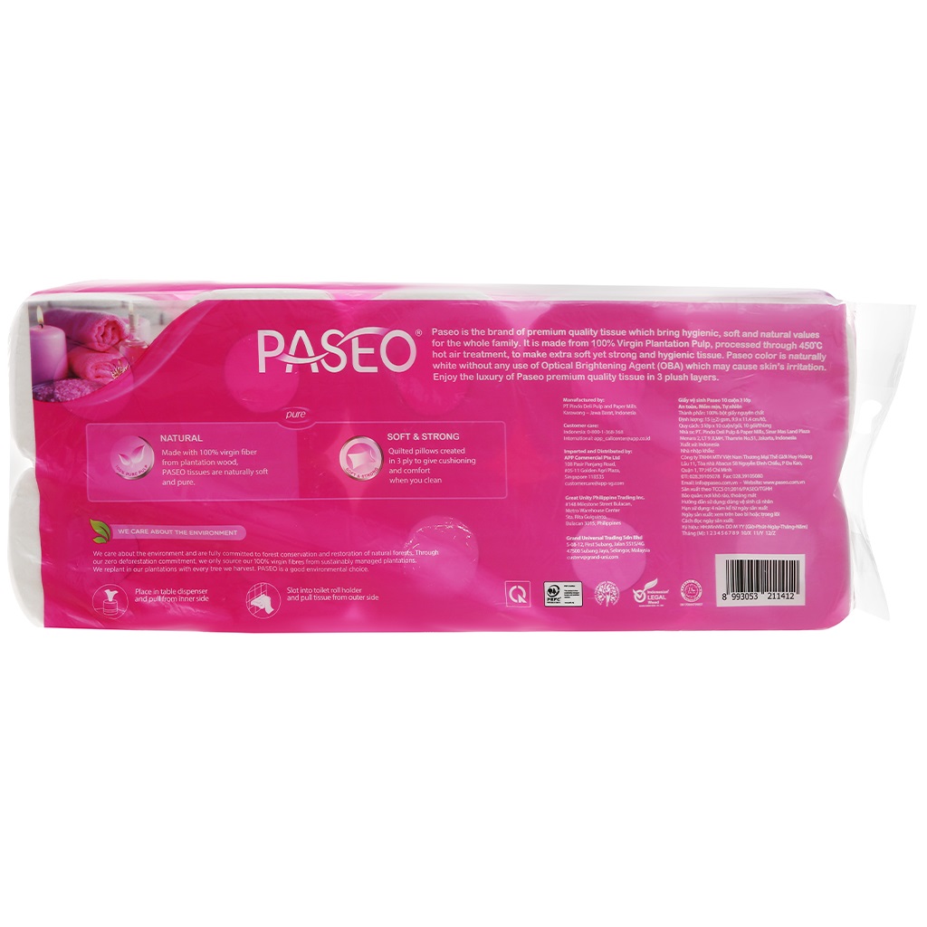 Giấy vệ sinh Paseo 10 cuộn 3 lớp cao cấp