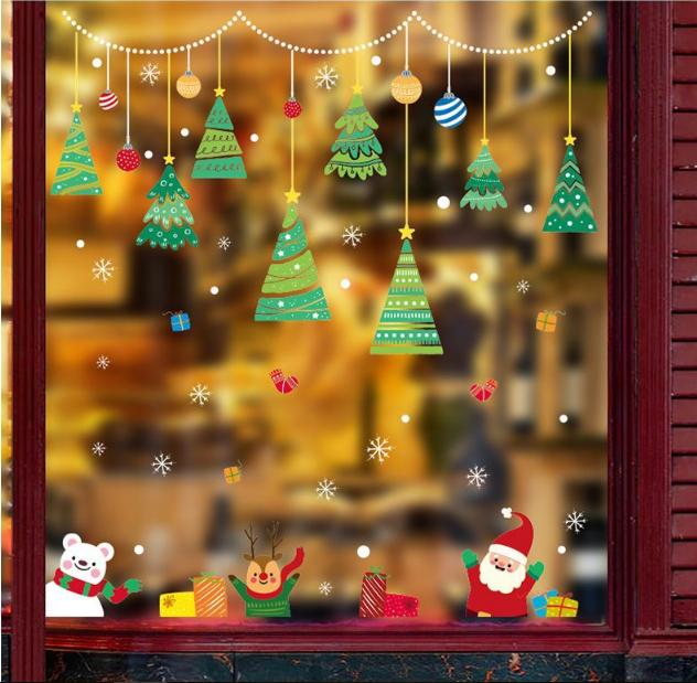 Decal trang trí Noel - Rèm Dây Cấy Thông Xanh