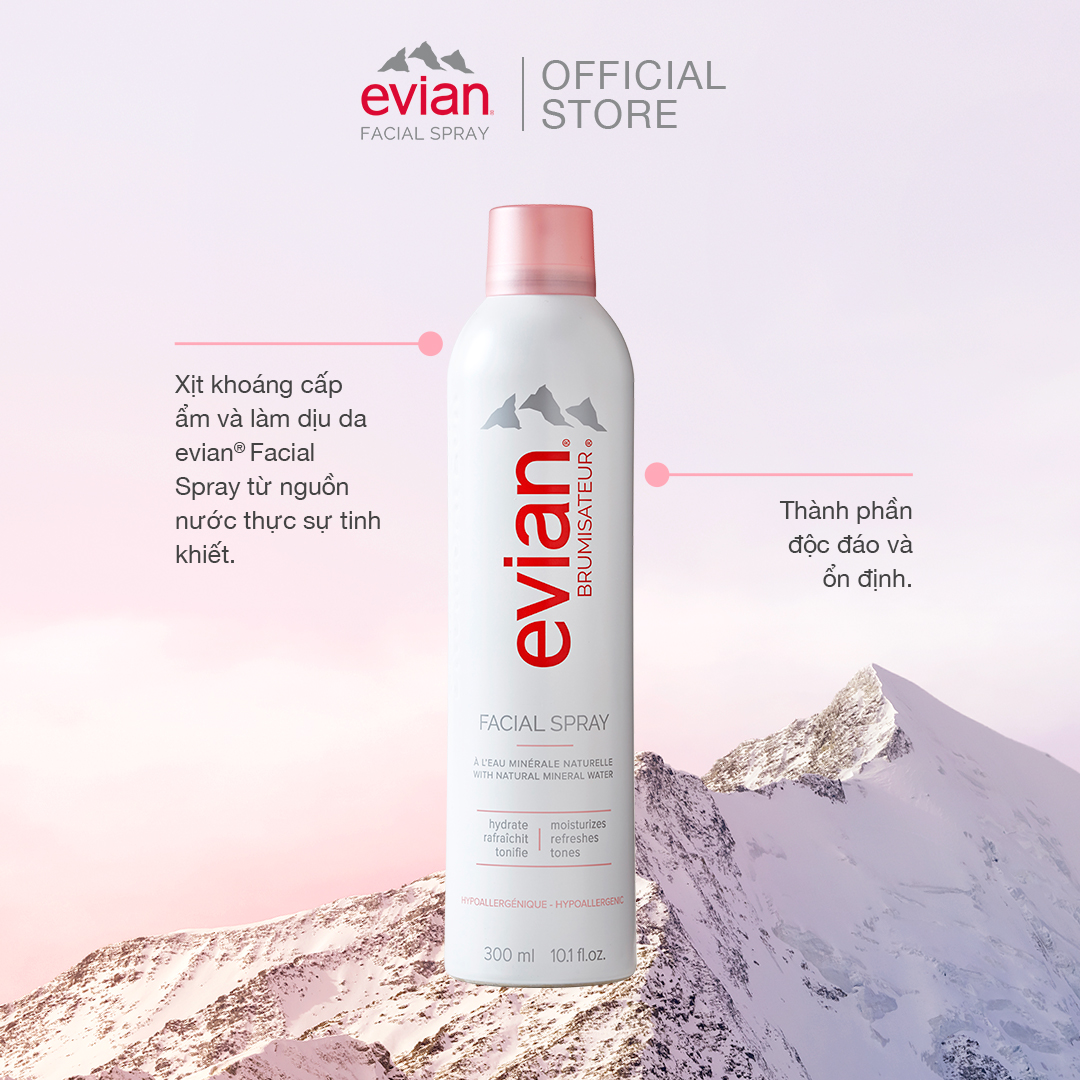 [DATE 2/2027] Combo 2 xịt khoáng cấp ẩm và làm dịu da Evian 300ml + 50ml