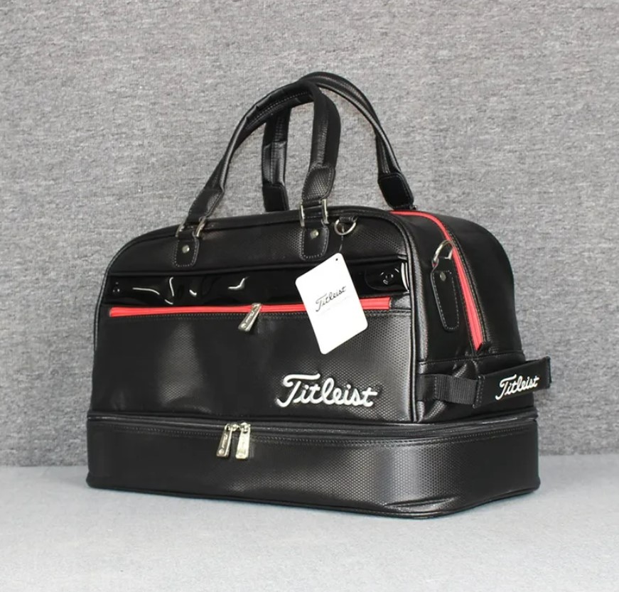 Túi đựng quần áo gôn nam nữ, Boston Titleist- chất liệu da bóng, không thám nước, dễ vệ sinh, có ngăn để giày riêng biệt
