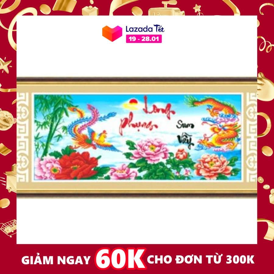 Tranh đính đá long phụng sum vậy DF199-Ngọc Thịnh