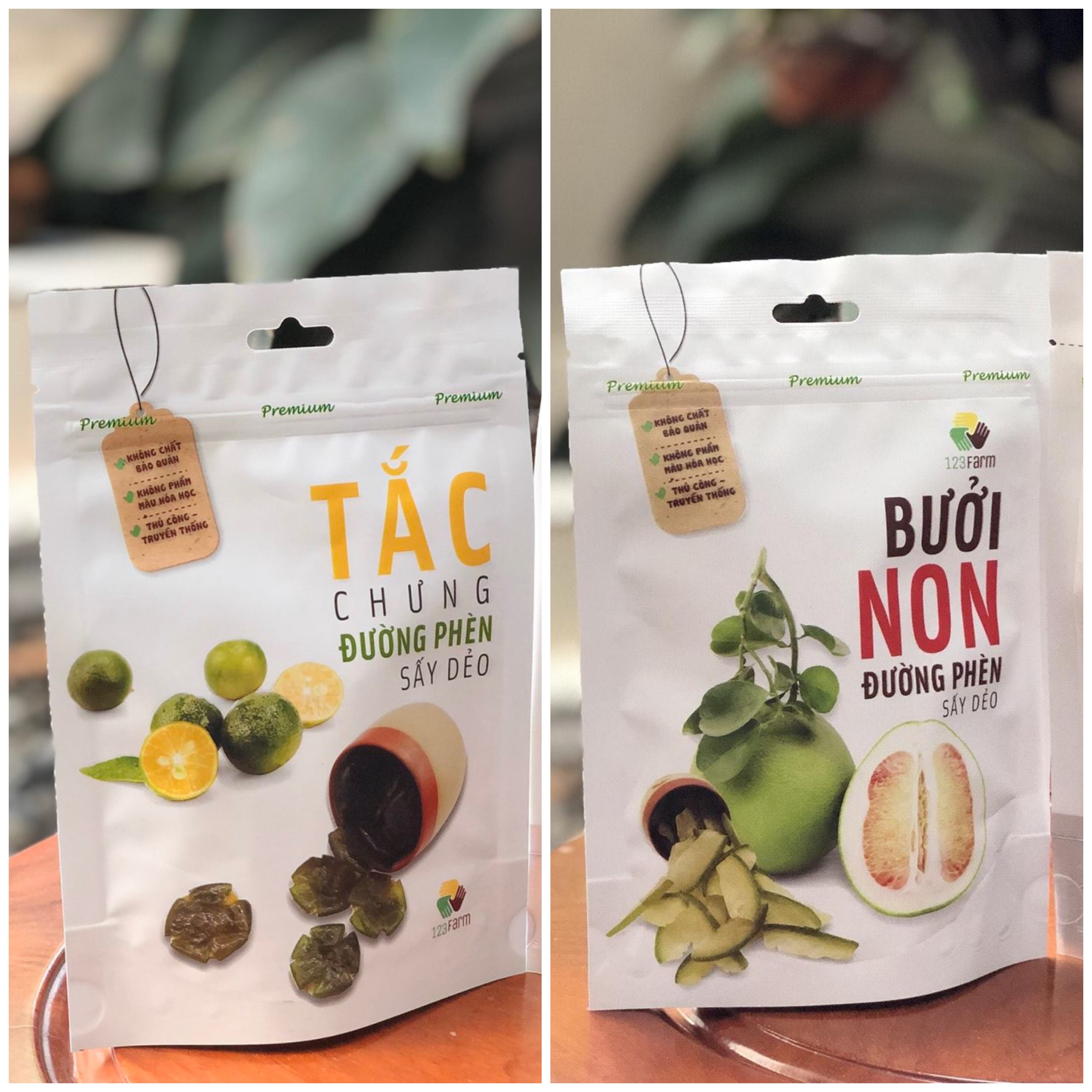 Combo TẮC - BƯỞI 85G chưng đường phèn sấy dẻo (123Farm)