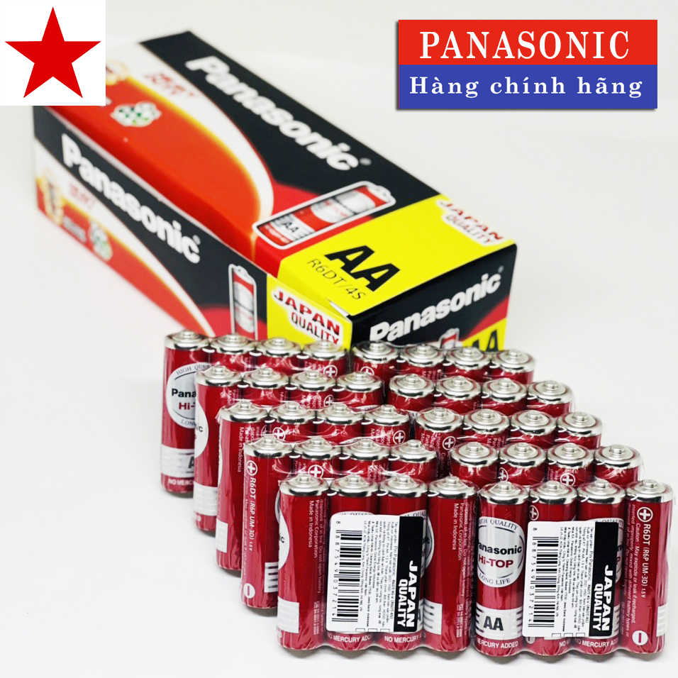 Hộp 60 viên pin AA tiểu Panasonic chất liệu Cacbon R6DT/4S hàng nhập khẩu indonesia