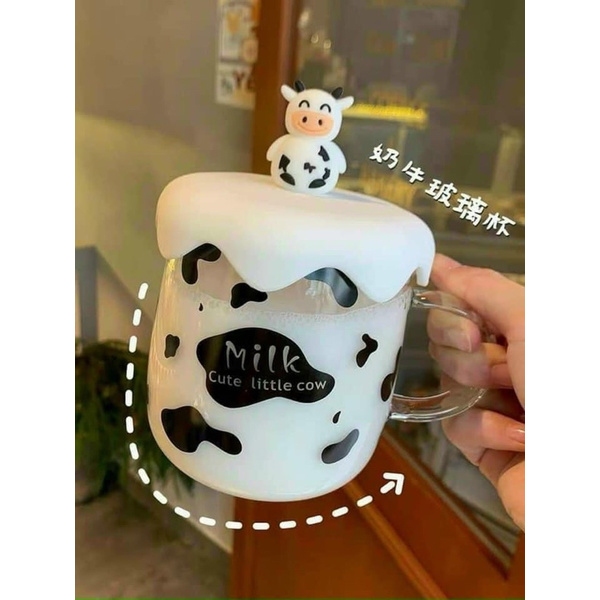 Cốc Ly Bò Sữa Thủy Tinh 450ml Siêu Cute