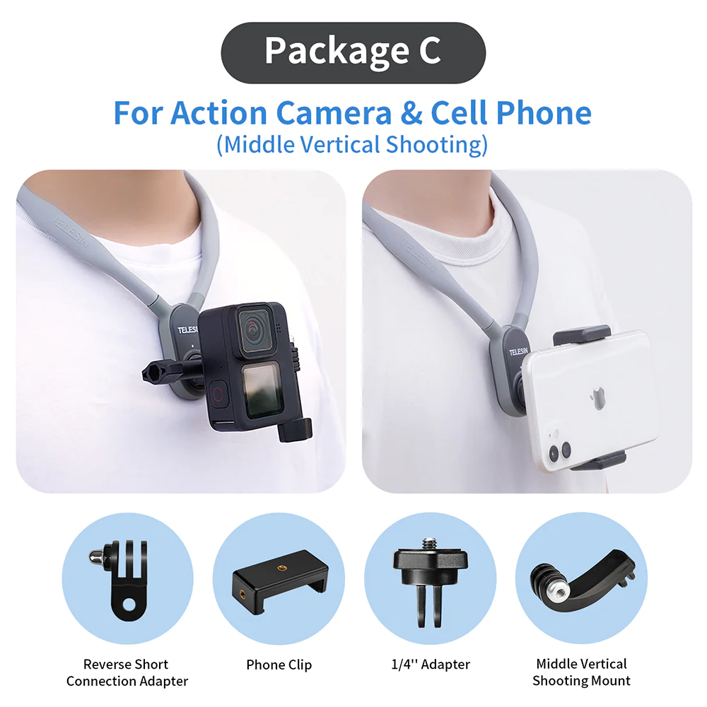 Vòng đeo cổ TELESIN dành cho Gopro và Action camera (hàng chính hãng)